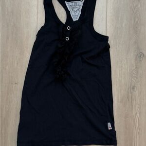 T2Love Black Tank Top with ruffle detail